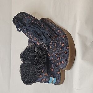 TOMS Womens Leopard Print Soft‎ Denim Fleece Ankle Boots size11